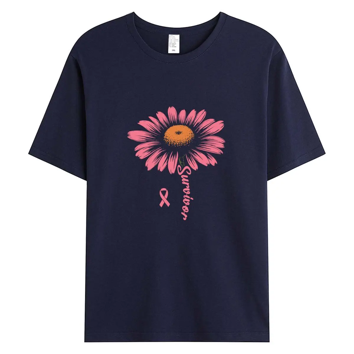 

Women Short Sleeve T-shirt Breast Cancer Symbol Print Cotton Tees Fashion Woman T Shirts Women's Tops Female Tshirt Clothing