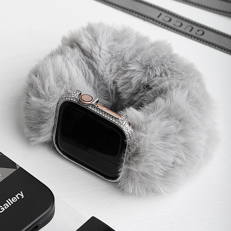 Fashion Plush Loop Strap For Apple Watch Band 41mm 45mm 38mm 42mm Series 8 7 6 5 4 3 SE 44mm 40mm Winter Trend Wristband Correa