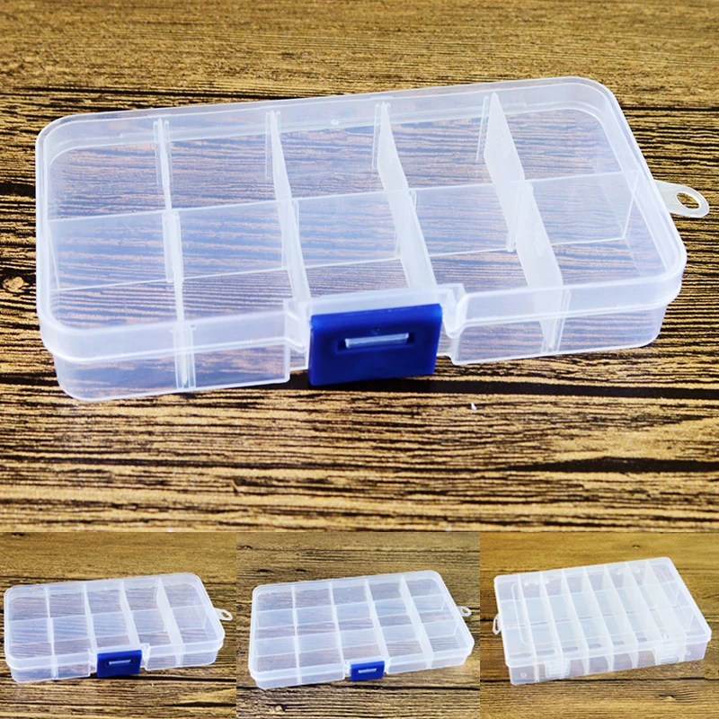 10/15 Slot Cell Transparent Portable Jewelry Tool Storage Box Container Ring Electronic Parts Screw Beads Organizer Plastic