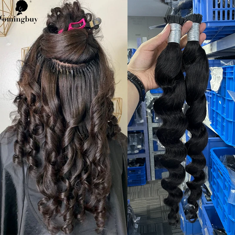 Loose Wave Microlink Human Hair Extension Brazilian I Tip Virgin Hair Loose Wavy Itips Micro Beads Human Hair Bundles For Black