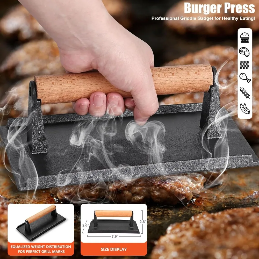 مجموعة ملحقات الشواية 42 قطعة لبلاكستون، مجموعة ملعقة شواء مسطحة مع ملاعق كبيرة، قبة ذوبان ومكبس برجر، #4