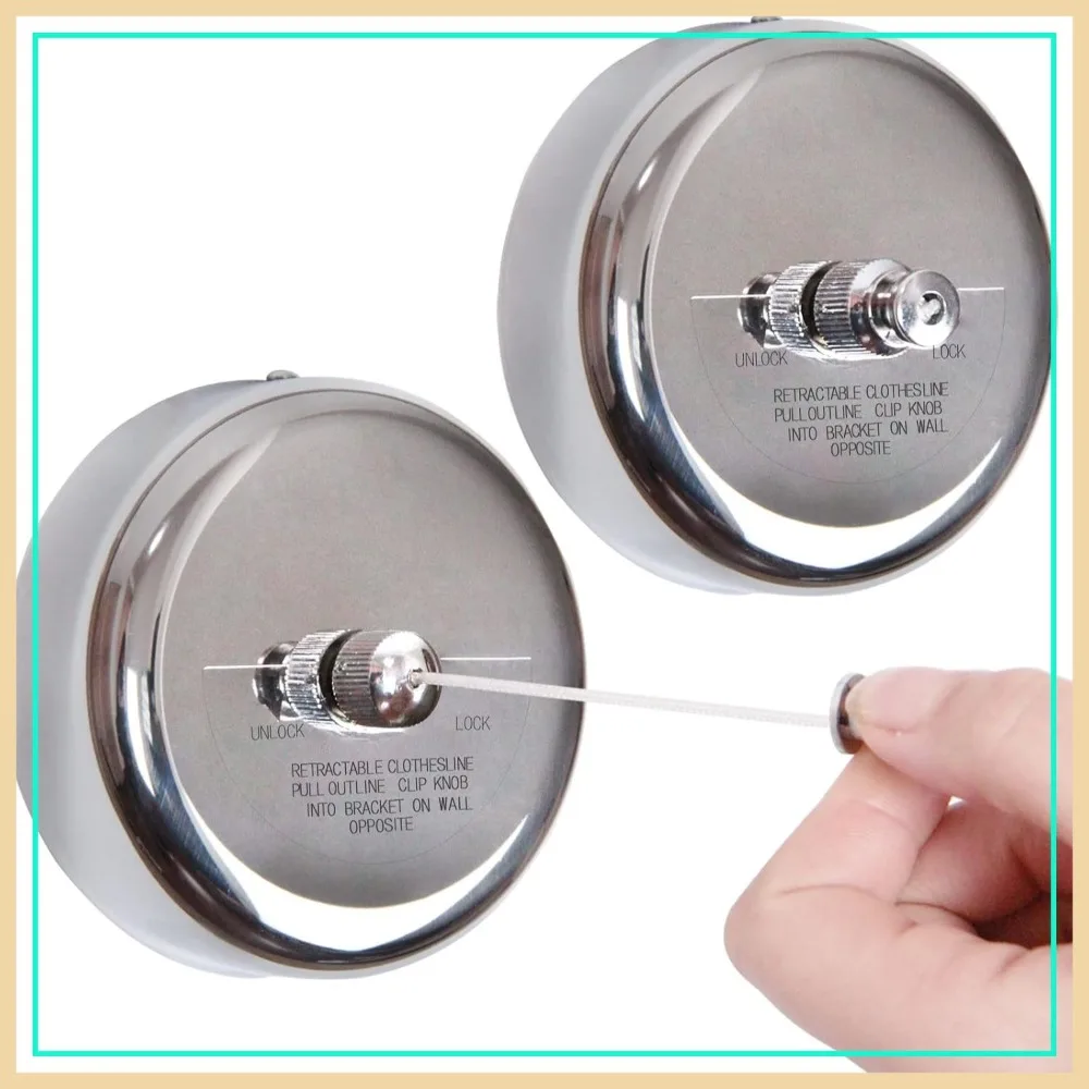 

2 Pcs Retractable Clothesline 304 Stainless Steel Durable Heavy Duty Adjustable Rope for Indoor Outdoor