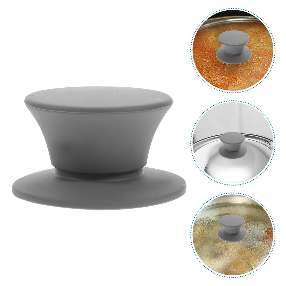 4 Pcs Silicone Pot Lid Knob 5 5x5 5cm Grey Wear Resistant Insulation Easy Install Universal Cookware Lid Handle Replacement