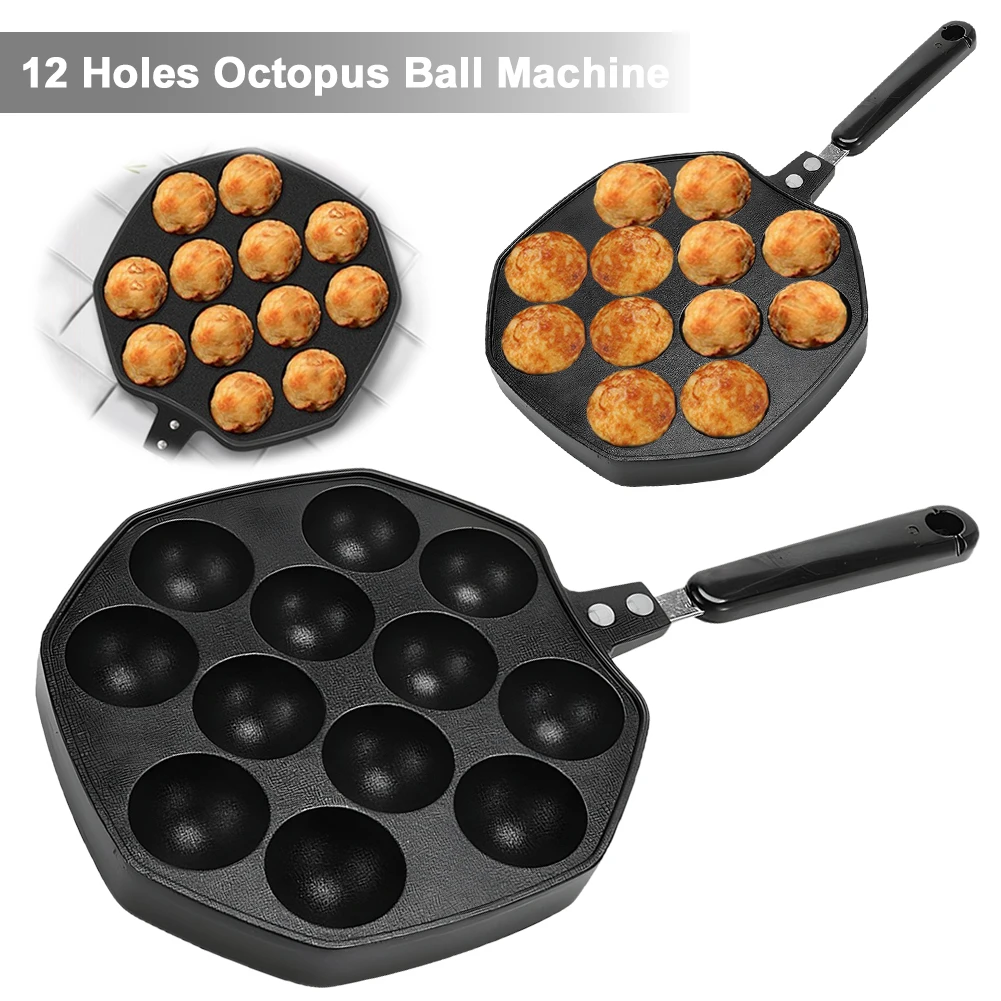 12 Holes Takoyaki Maker Takoyaki Grill Pan Plate Nonstick Grilling Pan Cooking Plate Octopus Ball Baking Tray for Baking Cooking