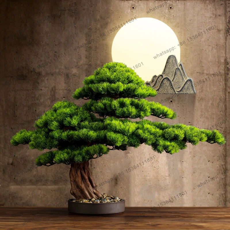 HT living room simulation Luo Hansong welcome pine plant ornament fake pine green plant decoration entrance home decor