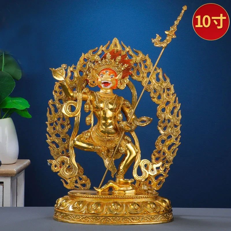 Asia Buddhism good gold gilding Buddha brass statue HOME family effective protection Tibetan Simhamukha lion dakinis Buddha 38CM
