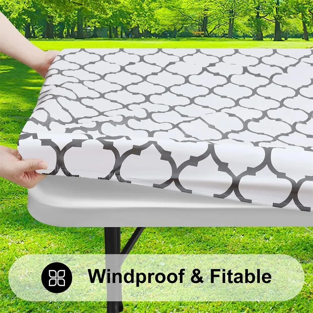 1PC Rechteck Tisch Abdeckung Elastische Tischdecken Ausgestattet Vinyl Tischdecke Für Home Party Camping Tischdecke