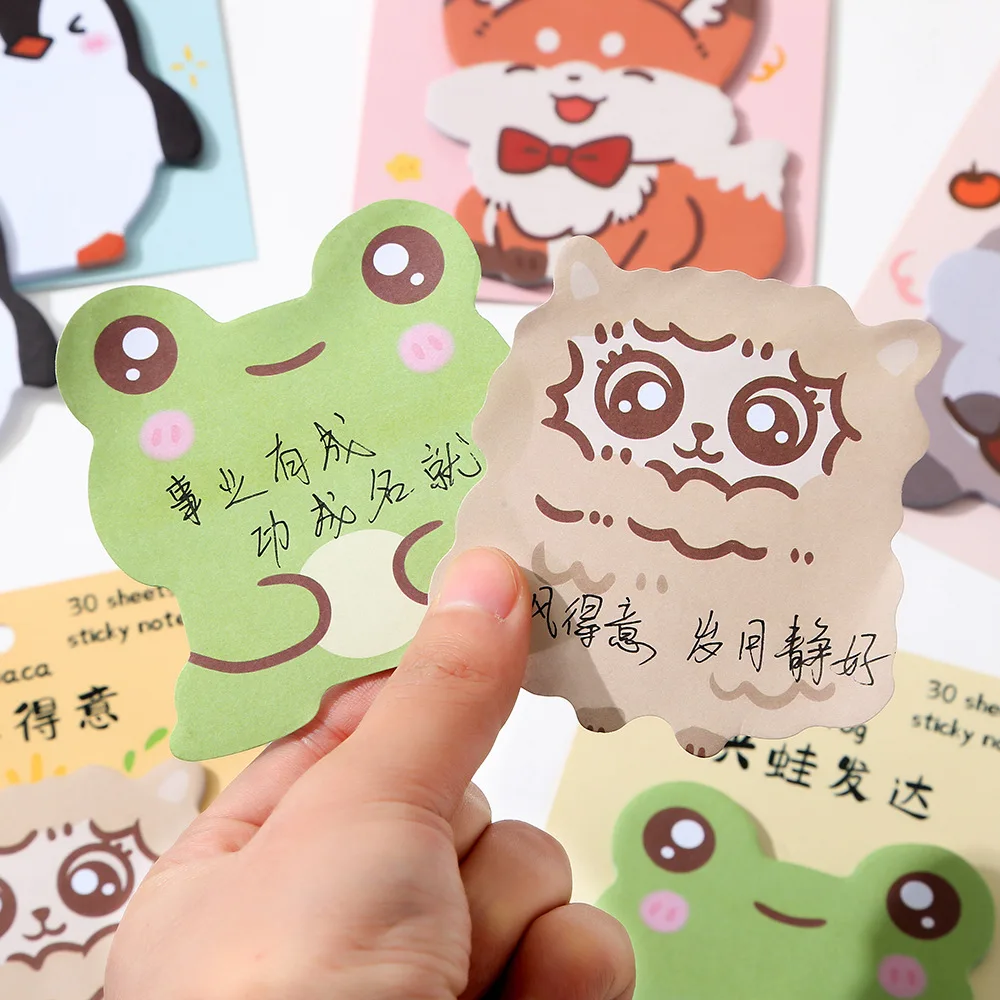 Cute Sticky Notes, Kawaii Cartoon Animal Sticky Notes Self-Stick Note Post It Notes，Sticky Notes Set Animal Memo Notes Gifts