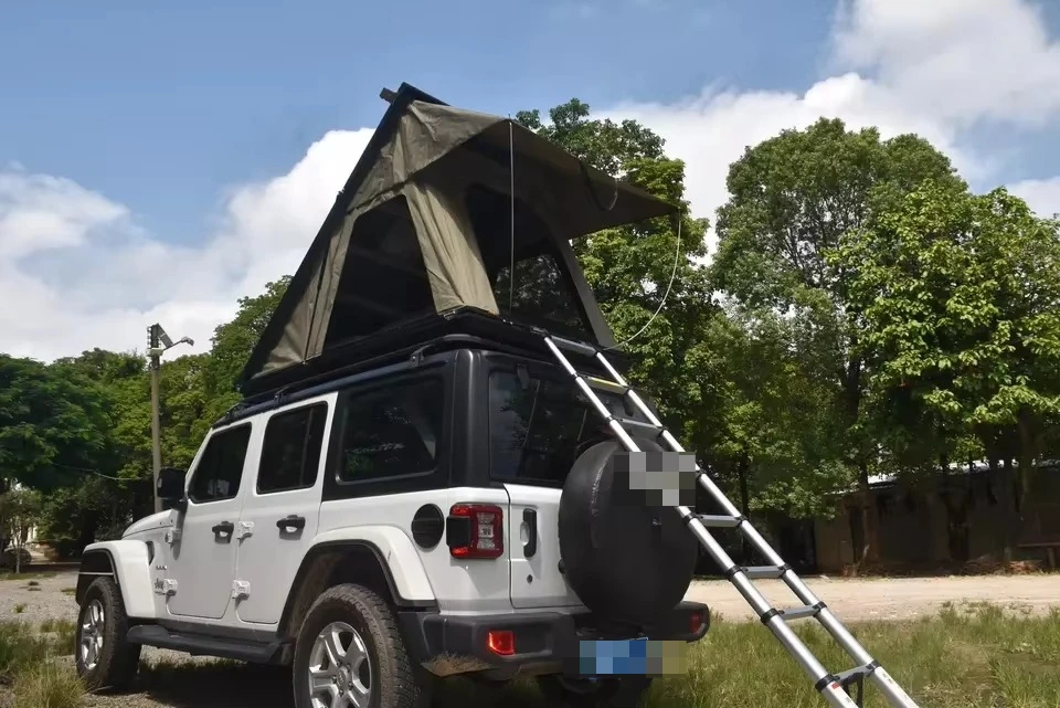 Overland Triangle Camping Rooftop Tent Aluminum Clam Hard Shell Roof Top Tent
