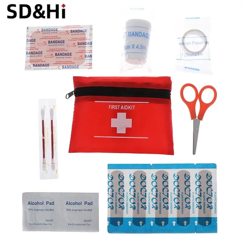 1 Juego de vendaje para el cuidado de heridas, suministros médicos, Kit de supervivencia de emergencia, bolsa de almacenamiento de viaje para el