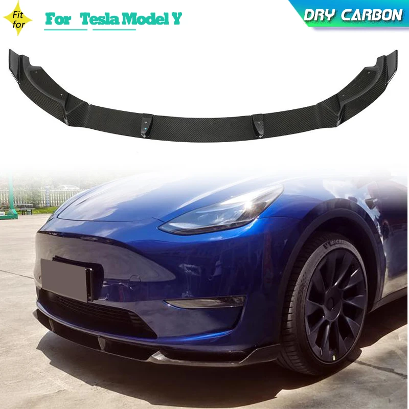 

Dry Carbon Car Front Bumper Lip For Tesla Model Y Sport Utility 4-Door 2019-2023 Front Bumper Lip With Splitters Chin Protector