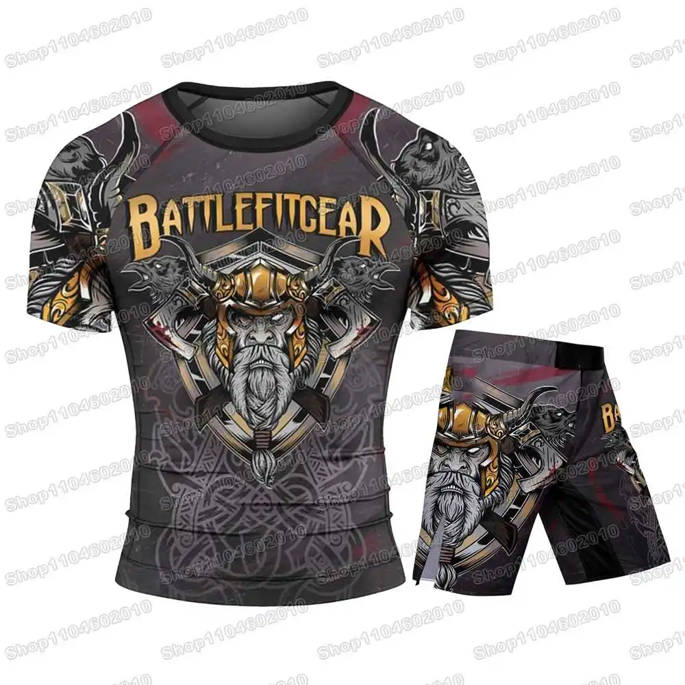12th Summer Newly Running Rash Guards Surfing Jersey Beach Shirts Swimwear Diving Gym Shorts MMA BJJ Men Jiu Jitsu Fitness Sets