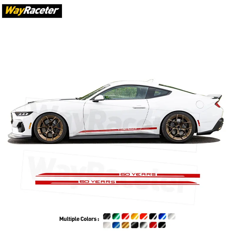 

Наклейка-полоса на боковую часть двери автомобиля, карбоновая виниловая наклейка для Ford Mustang 2026 2025 S650, аксессуары для комплектации 60th Anniversary Package