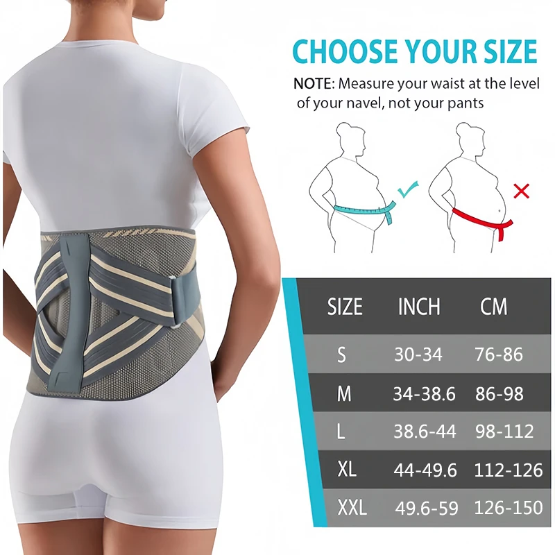 Copper Back Brace for Men Women Lower Back Pain Lumbar Support Belt with 26-degree Arc Relief for Scoliosis Sciatica