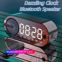 Wireless Bluetooth Speaker Alarm Clock LED Mirror Display 3D Stereo Sound Music Player Multifunction Plug-in Card Speaker Clock