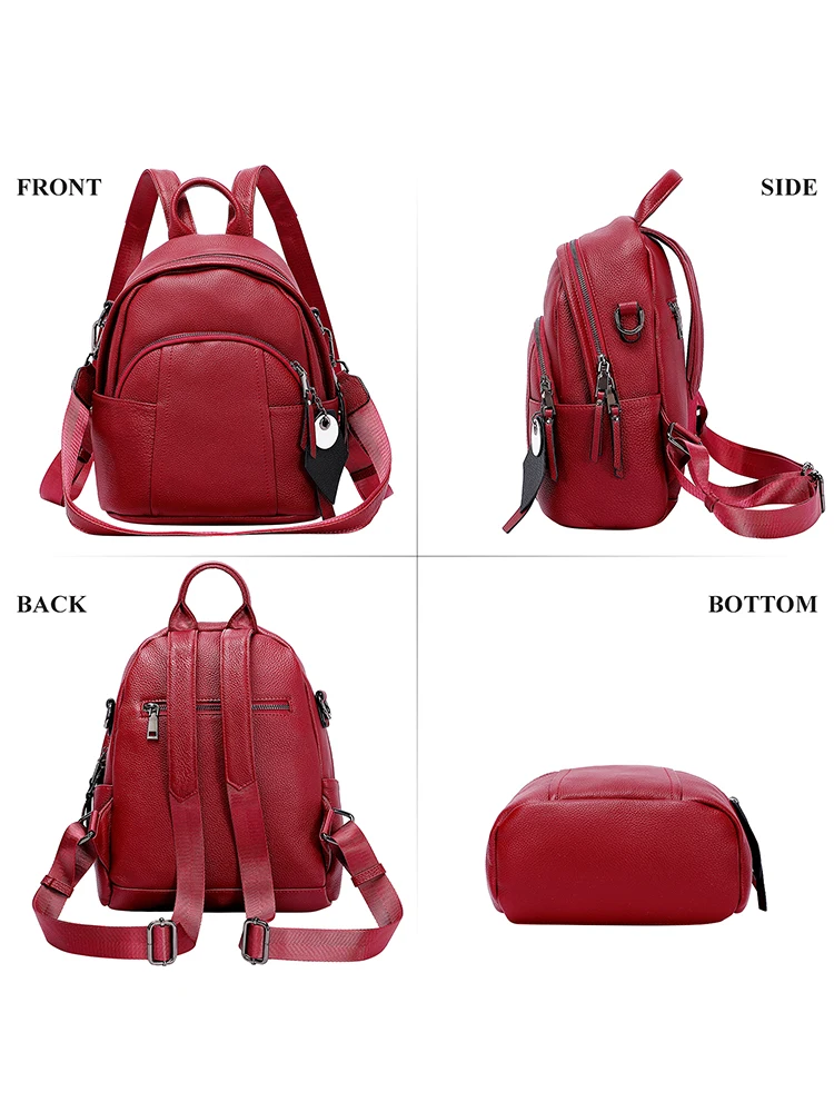 Doleesune genuíno couro feminino mochila conversível sacos de ombro estilo preppy pequena escola saco viagem senhoras