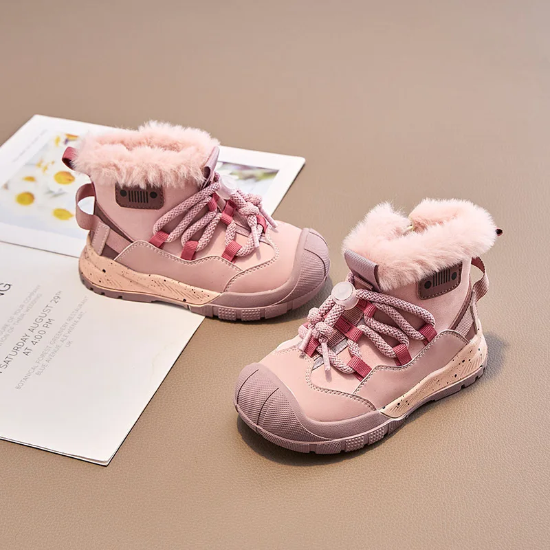 Kinder Stiefel Winter Kleinkind Jungen Marke Schneeschuhe Mädchen mittlere Wade Prinzessin warmes Fell Schuhe Kinder rutsch feste Wohnungen weiche