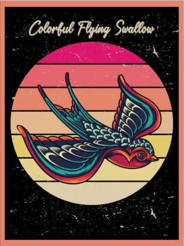 Colorful Flying Swallow Metal Wall Plaque Art Vintage tin sign retro Nature tin sign