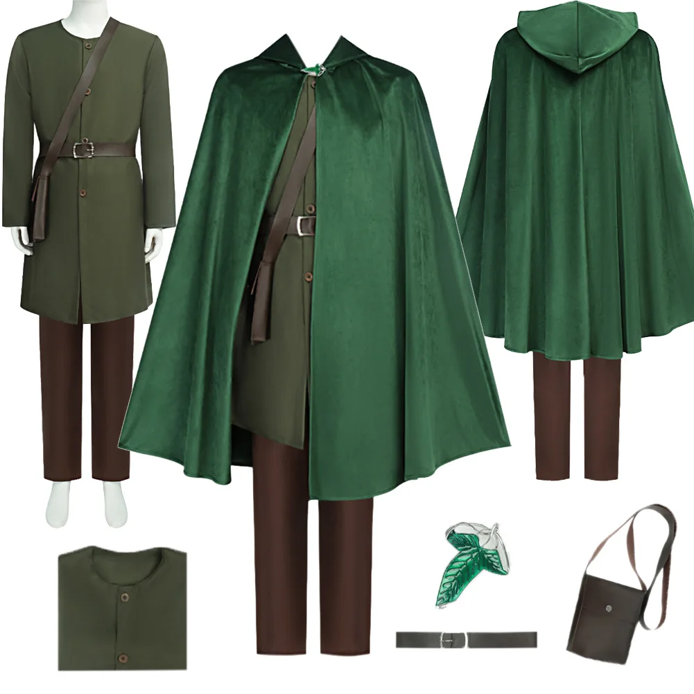 

Disguise Elf Bilbo Cosplay Clothing Green Cloak Movie Movie Lorded Rings Costume Adult Men Roleplay Fancy Dress Up Party Outfits