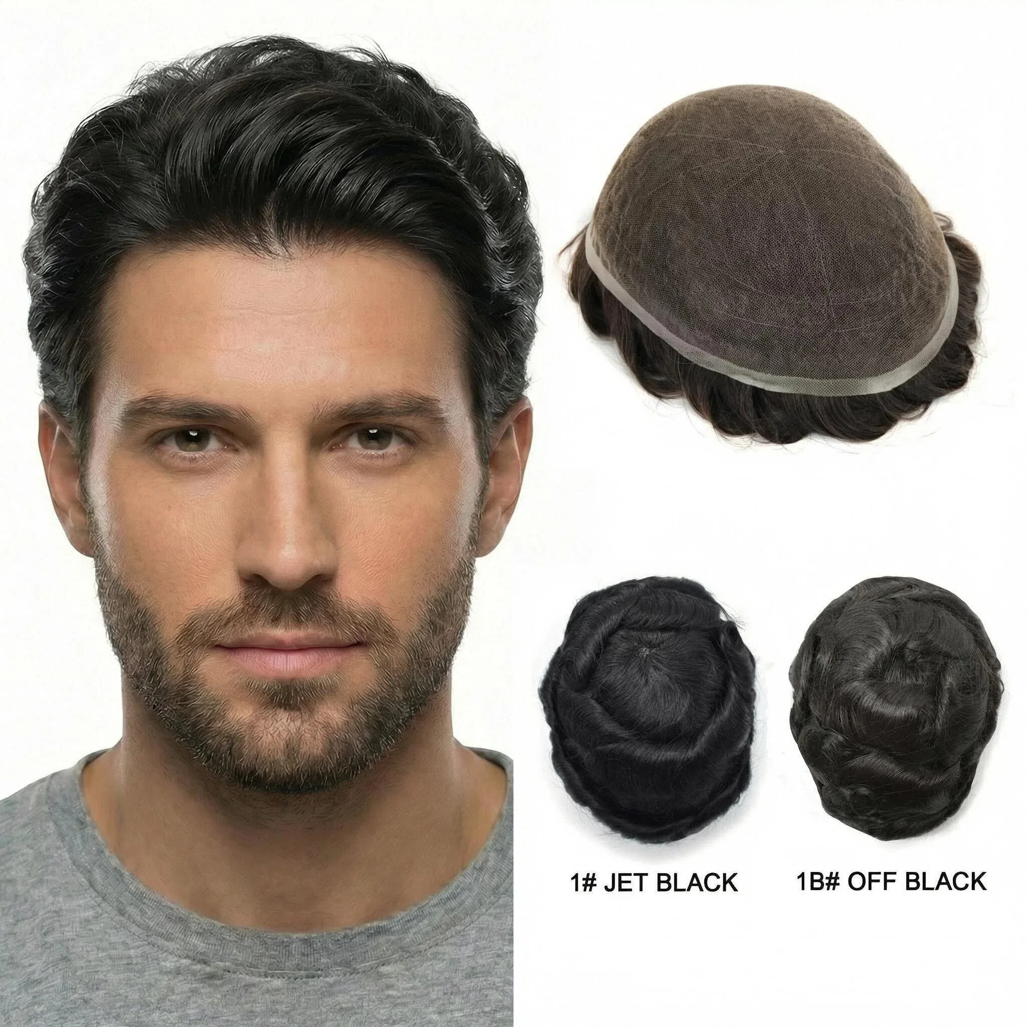 Hand-Tied Human Hair Men Hairpieces Full Lace Base 7x9 Ready Stock 72H Delivery Wholesale Dropship Mens Wig