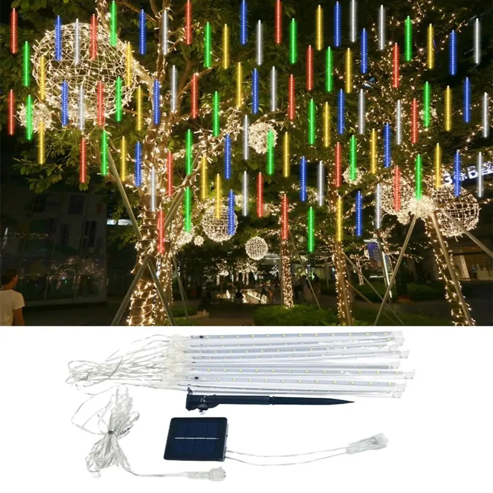 

Multicolor Solar LED Christmas Lights Waterproof 8 Tube Meteor Shower Rain Lights IP65 Sparkling Outdoor Raindrop Lights Party