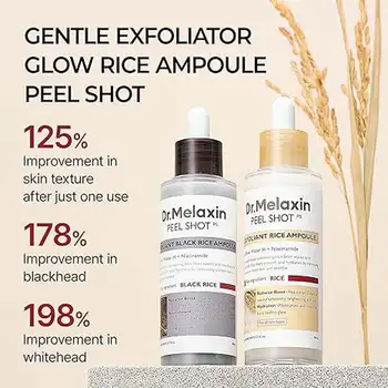 Dr. Melaxin Rice Exfoliating Essence Moisturising Peel Shot White and Black Soften Serum Jemná exfoliace Korejská péče o pleť 10 nejlepší prodej chemický peeling - №8