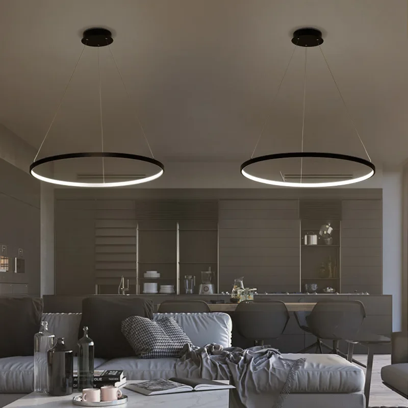 Nordic Ring Led Ceiling Chandelier Dimmable for Track Kitchen Dining Living Room Center Table Pendant Lights Home Decor Fixture