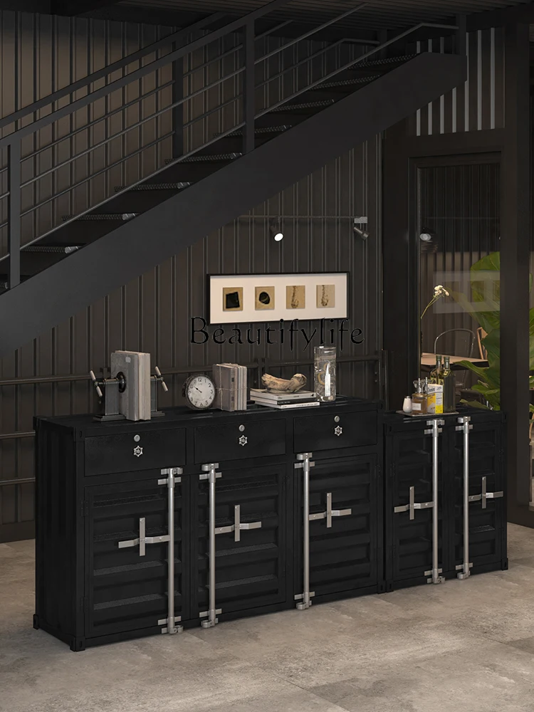 Multi-Functional Iron Sideboard Cabinet Industrial Style Storage Cabinet Retro Restaurant Ideas Furniture Cabinet