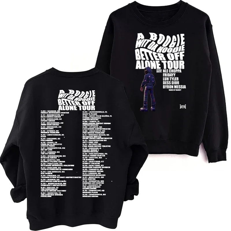 A Boogie White da Hoodie Better Off Alone 2024 Tour Sweatshirt Harajuku Round Neck Long Sleeve Oversized