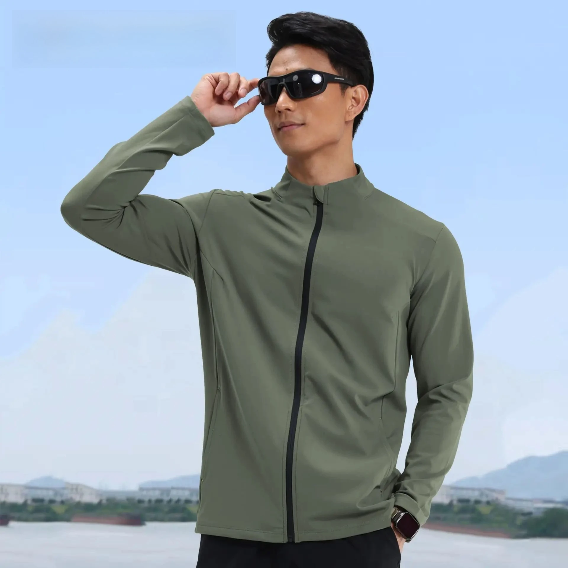 

Fashion New Y2K Creative Sports Men's Jacket Yoga Top Running Training Standing Collar Slim Fitness Clothing Ball Sport