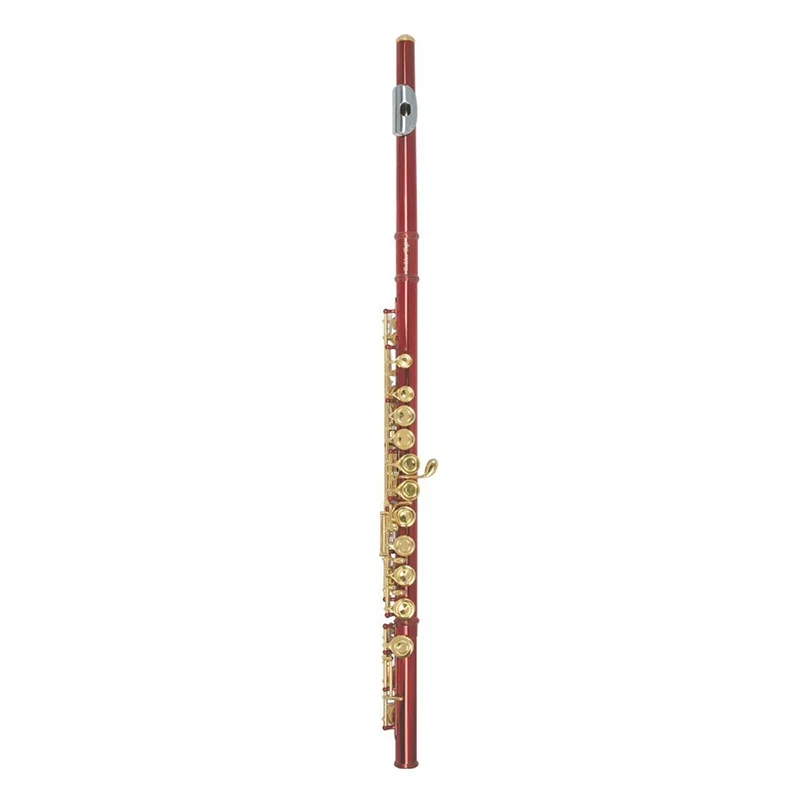 SEASOUND JYFL201RD Electric Soprano Flute 16 Holes Wood Wind Instrument With Red Leather Case And Copper Closed Students