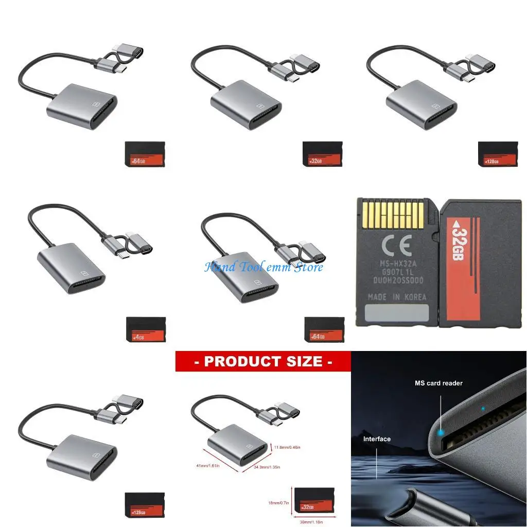 

H37F Storage Solution Memory Card Reader Set Supporting 64GB 32GB 16GB 8GB 4GB Capacities for Portable Devices