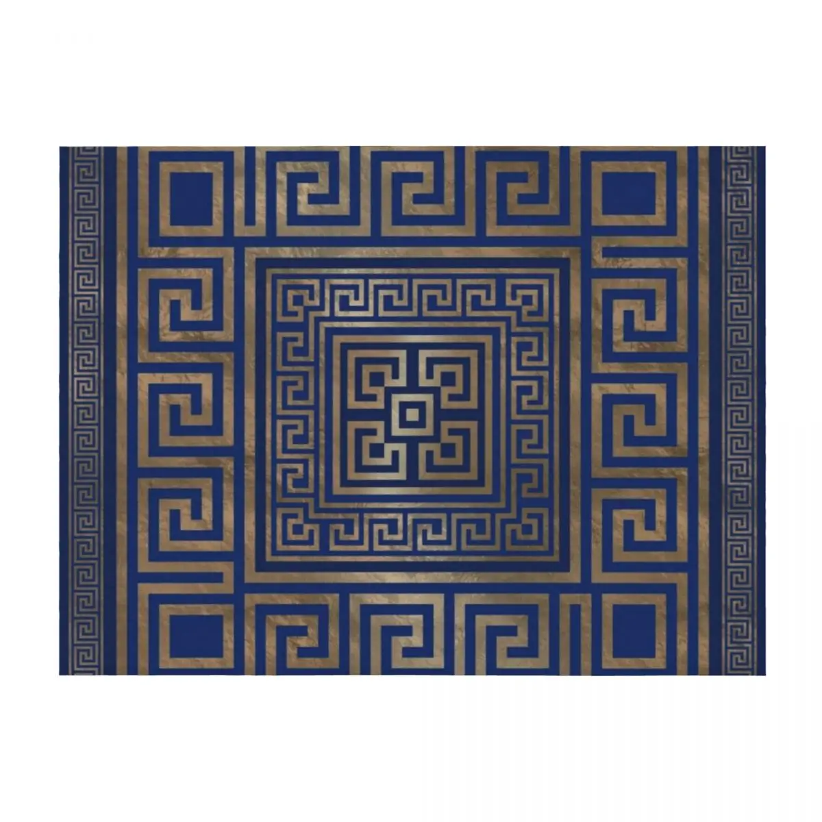 

Greek Key Ornament - Greek Meander -gold on blue Throw Blanket Bed Fashionable Soft Beds Sofas Soft Big Blankets