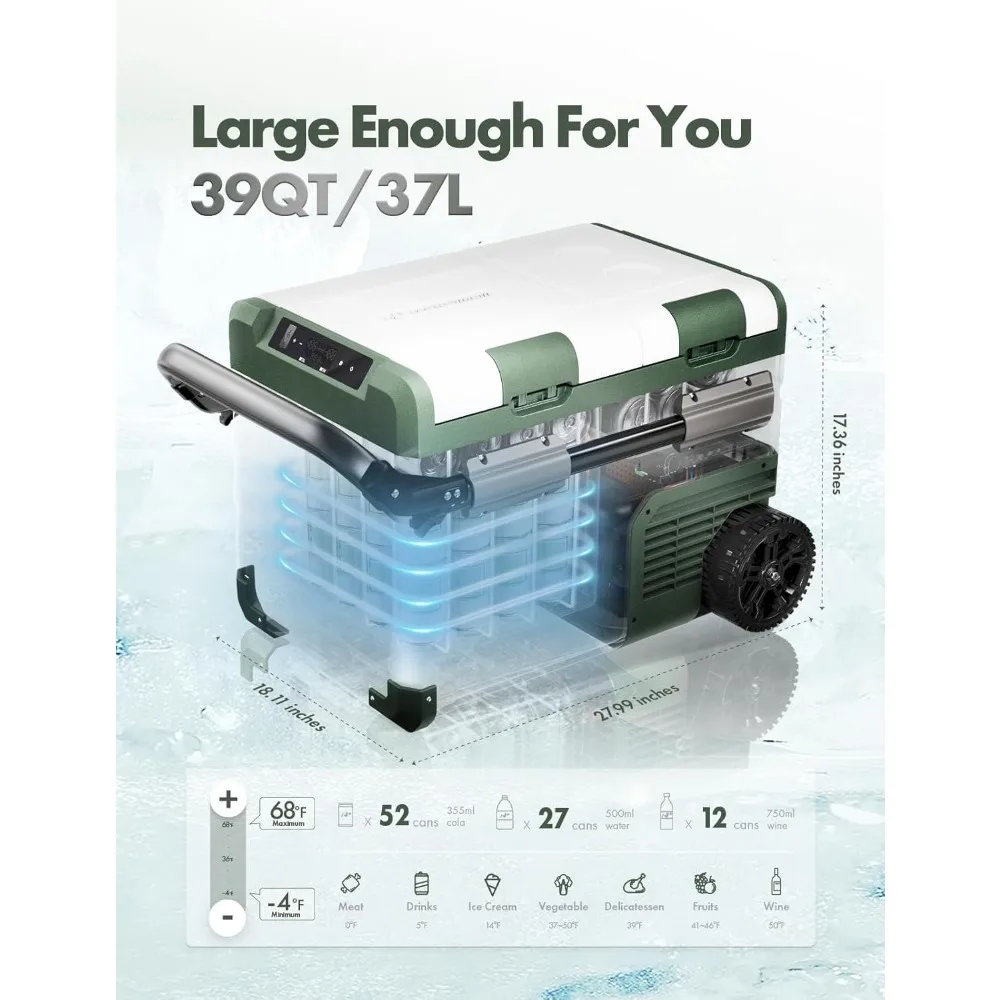 ثلاجة وفريزر محمول للسيارة بسعة 12 فولت 39 لترًا مع تحكم في التطبيق، نطاق درجة الحرارة -4 ° F إلى 68 ° ف #2