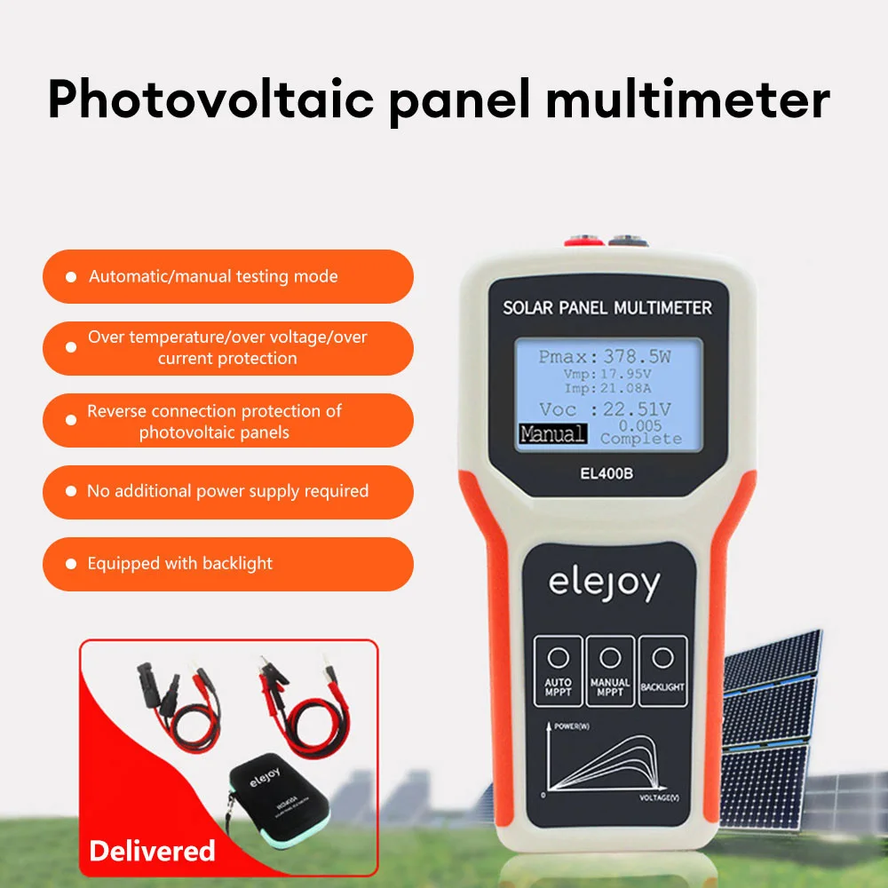 400W/800W/1600W Solar Panel Multimeter Photovoltaic Panel Tester Auto/Manual MPPT Detection LCD MPPT Tester Voltage Testing Tool