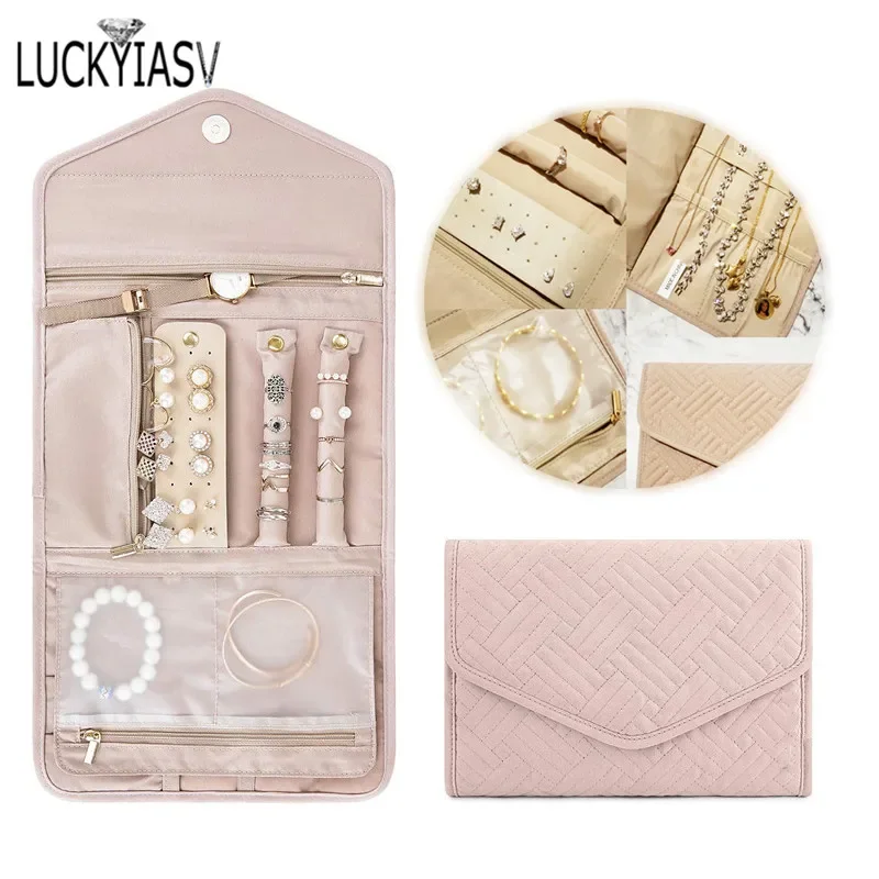 

Travel Jewelry Organizer Roll Bag Foldable Jewelry Case for Journey-Rings Necklaces Jewerly Storage Bag