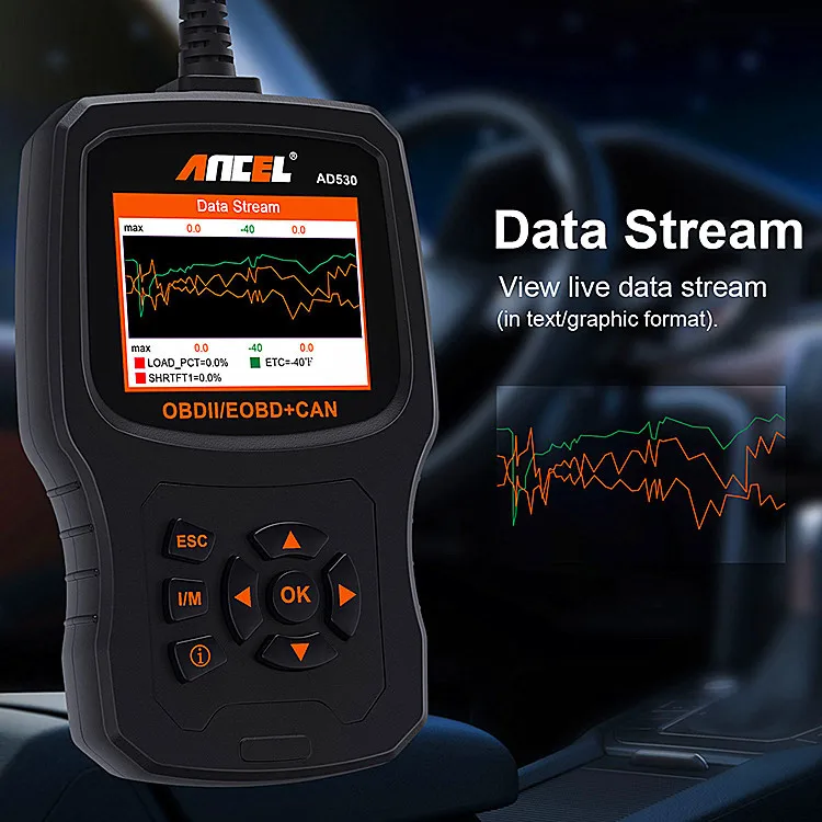 Ancel AD530 OBD2 Engine Analyzer Diagnostic Code Reader/Clear code and Battery Detection Scanner for universal Cars and Trucks