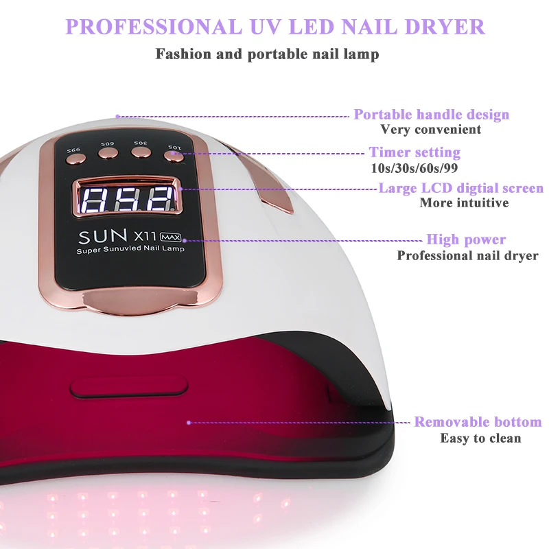 SUN X11MAX 90 المصابيح UV LED مسمار مصباح مسمار علاج هلام البولندية مصابيح للمنزل صالون قوية LED تجفيف مصابيح المهنية مسمار مجفف