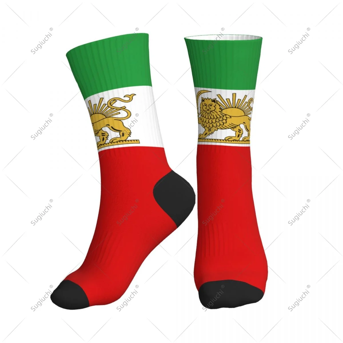 

3D Printed Iran Flag Lion And Sun Persia Miga Polyester Mid-calf Socks For Men Women Kawaii Socks Street Skateboard Socks