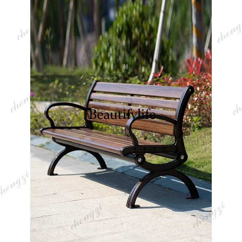Outdoor Bench Outdoor Square Leisure Carbon Fiber Cast Aluminum Courtyard Bench Strip Seat