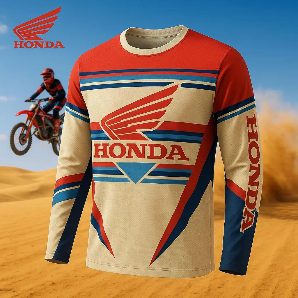 

Breathable Long Sleeve Honda Motorcycle Riding Jersey Dirt Bike T-Shirt Enthusiasts Quick Dry Motocross Racing Gear For Off Road