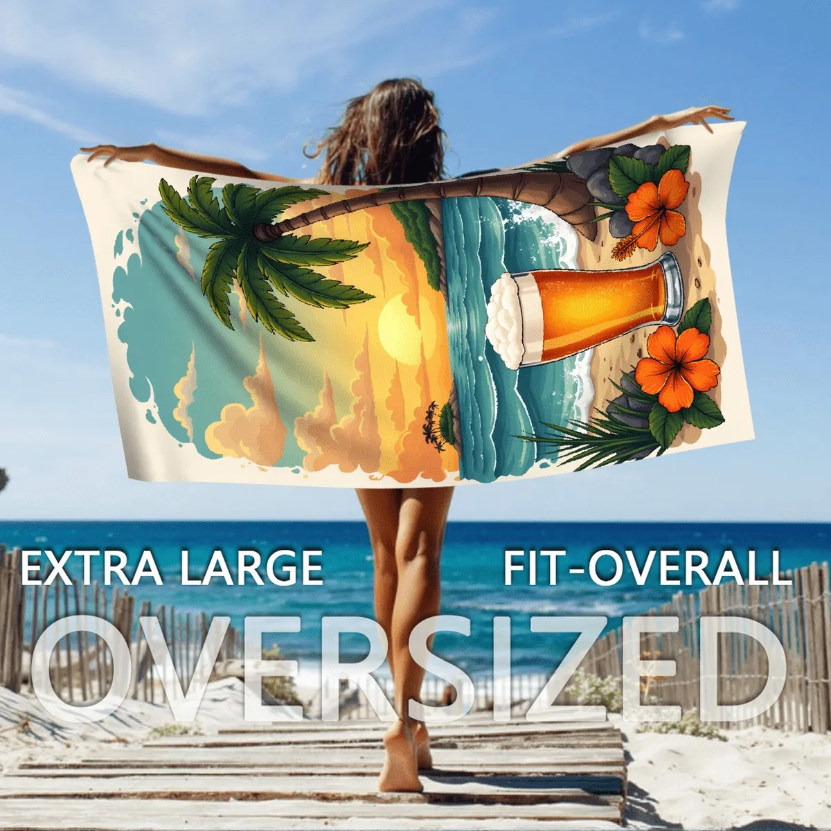 Oversized Beach Towel: Extra Large, Fit-Overall for Ultimate Beach Days! Suitable for towels, bath towels, beach towels