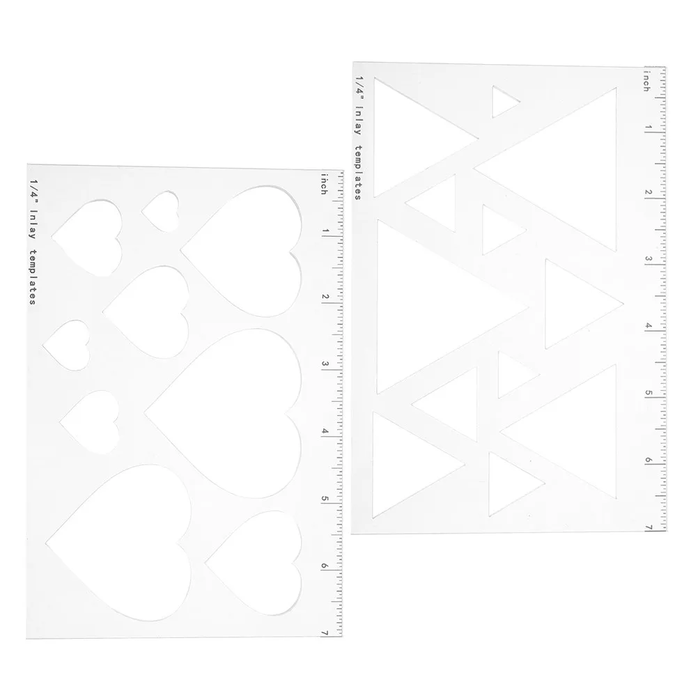 2Pcs Transparent Acrylic Inlay Templates Heart Triangular Woodworking Router Guide for Precision Routing Engraving Slotting