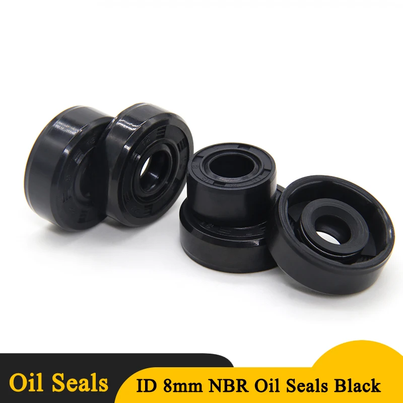 2/5/10pcs NBR Oil Seal ID 8mm TC-8*14/15/16/18/22*4/4.5/5/7/8mm Nitrile Rubber Shaft Double Lip Oil Seals Gasket