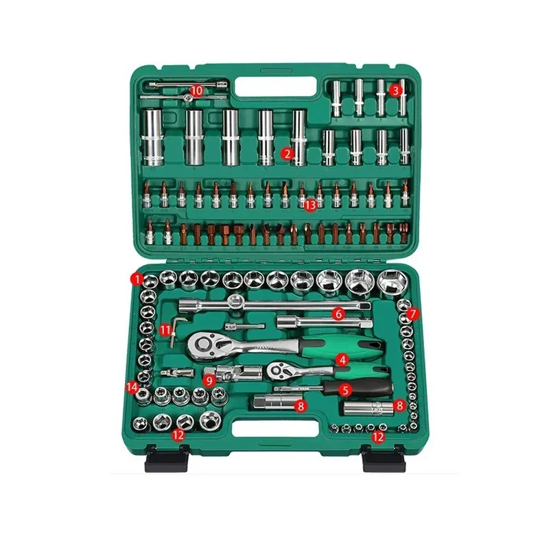 

Auto Repair Tool Socket Wrench Ratchet Repair Car Set Combination Large, Medium and Small Repair Car Multi-function Tool Box