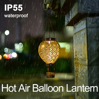 Hot Air Balloon Solar Lanterns Outdoor IP55 Waterproof Metal Hanging Solar Lights LED Hollow Night Light Decor for Ondoor Garden