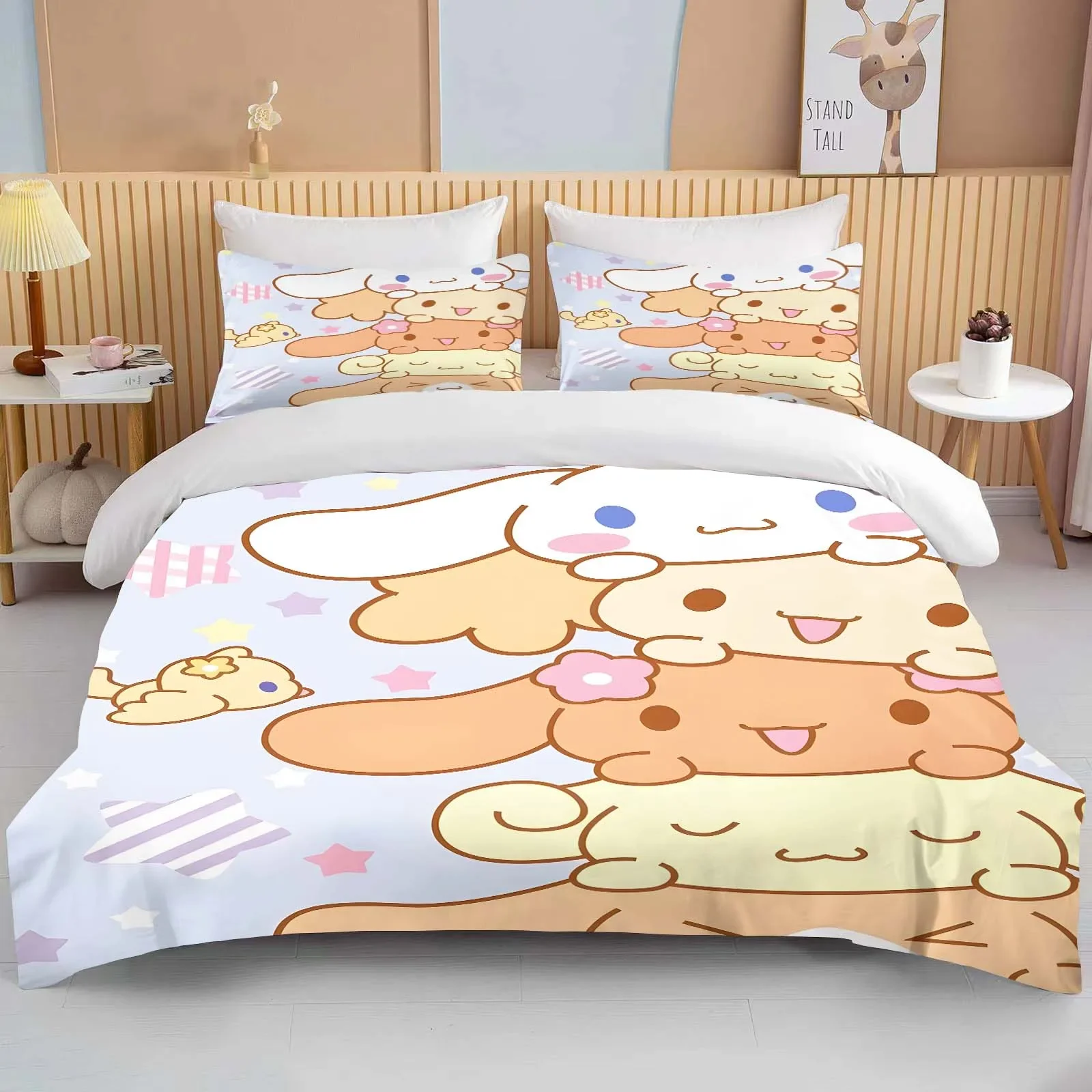 Imagem -06 - Sanrio Cinnamoroll Impresso Bedding Conjunto para Crianças e Adultos Full Size Luxo Quilt Anime Duvet Cover Birthday Gift 10 Tamanhos