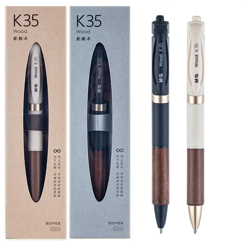 

Гелевая ручка из орехового дерева, высококачественная деревянная ручка, быстросохнущая гелевая ручка INS Style, деловая офисная черная канцелярская ручка 0,5 мм