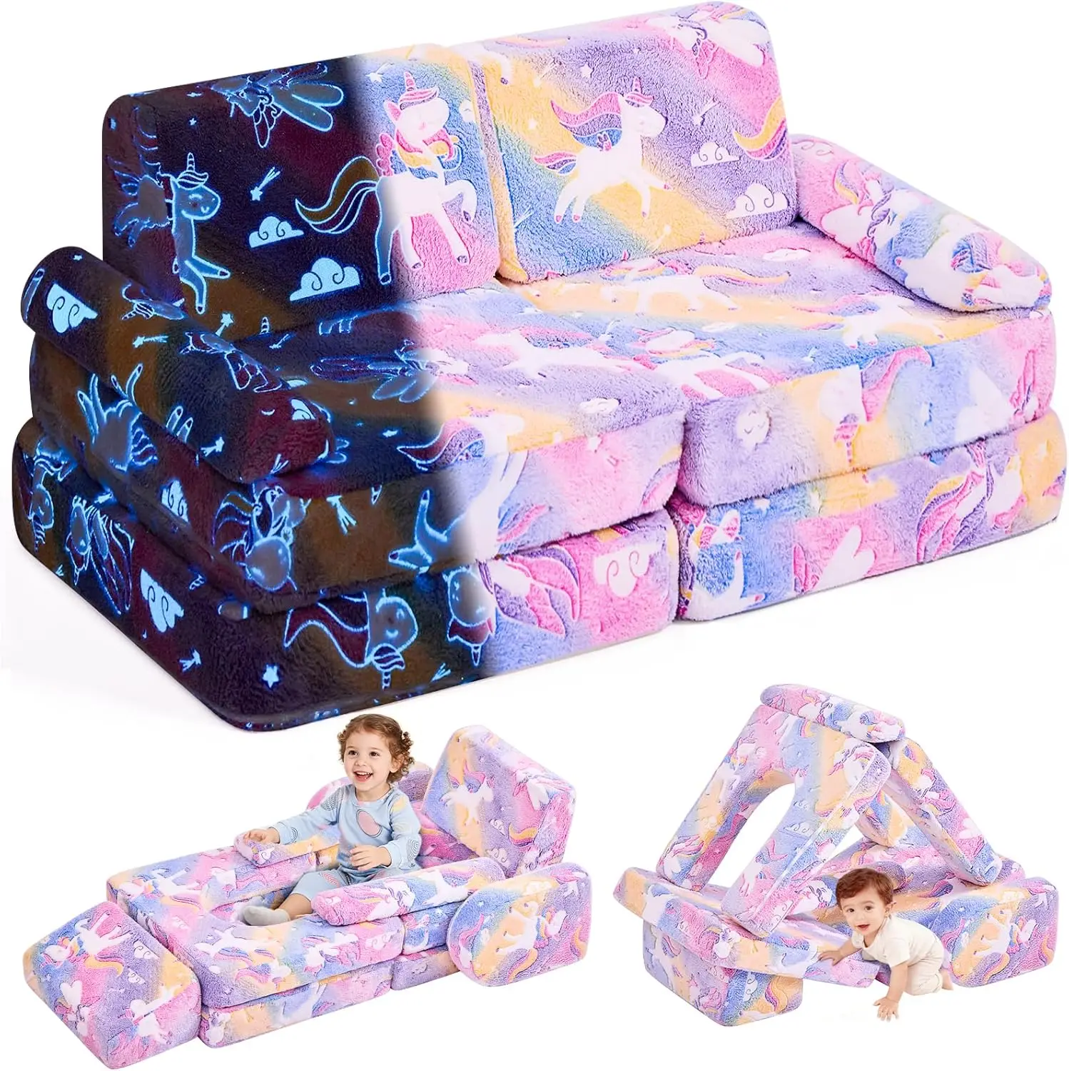 

Модульный детский игровой диван, детский диванчик со светящимися в темноте элементами, трансформируемая мебель из пенопласта для мальчиков и девочек