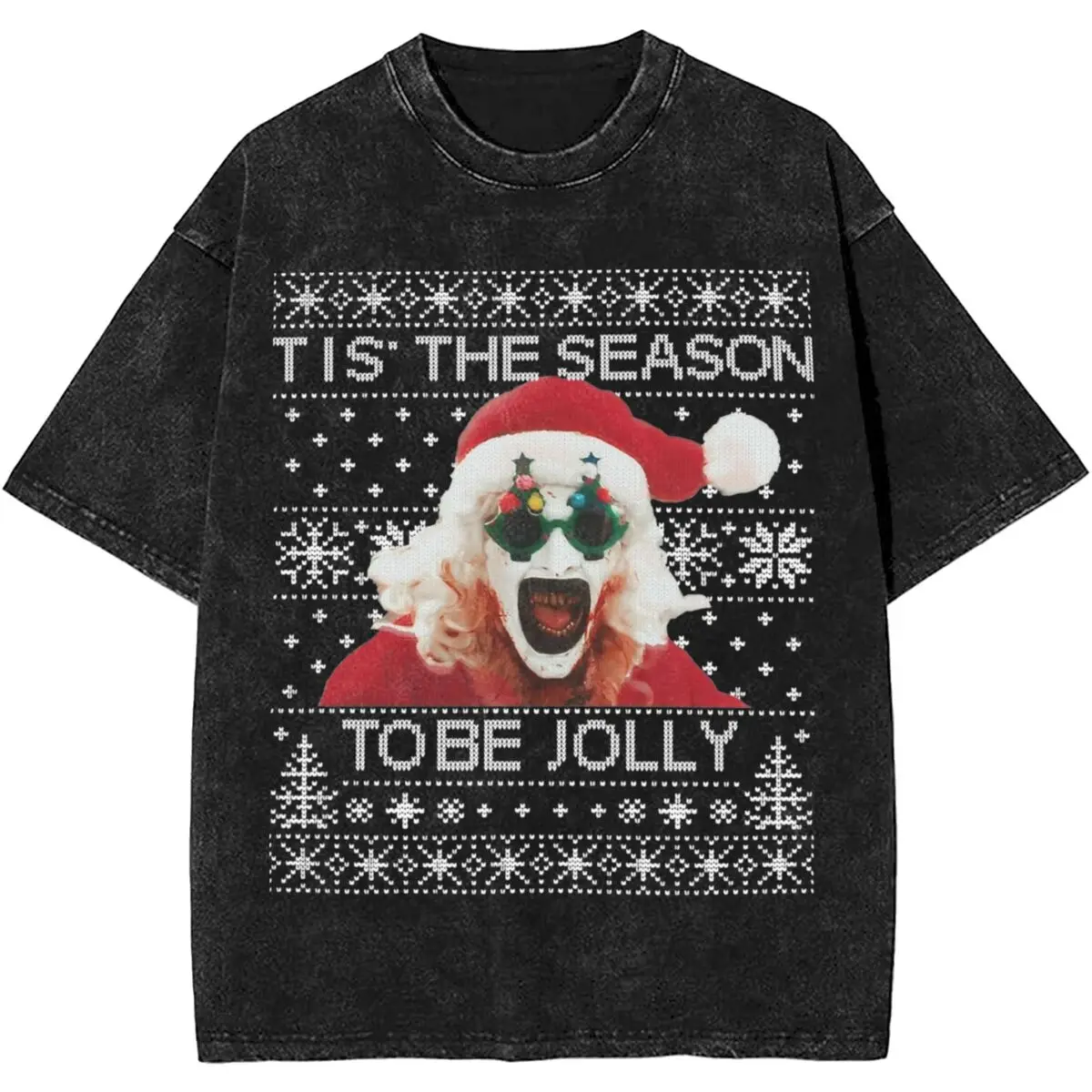 Stylish Terrifier 3 Santa Christmas Merch T Shirt Washed Style Men Women Horror Movie T-Shirt Fashion Top Tee Shirt Streetwear